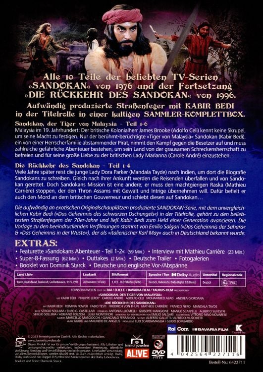 Produktbild: Sandokan - Komplettbox Neuauflage: Restored Version (Der Tiger von Malaysia & Die R&uuml;ckkehr des Sandokan) (Fernsehjuwelen) [6 DVDs]