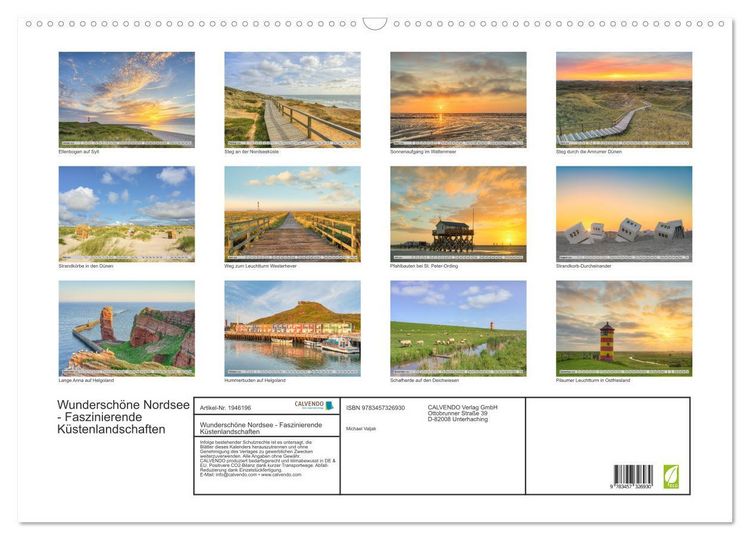 Produktbild: Wundersch&ouml;ne Nordsee - Faszinierende K&uuml;stenlandschaften (Wandkalender 2026 DIN A2 quer), CALVENDO Monatskalender