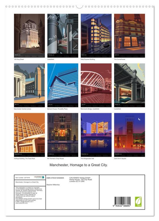 Produktbild: Manchester, Homage to a Great City. (High Quality Premium Wall Calendar 2026 DIN A2 portrait),CALVENDO 12 Month Wall Calendar