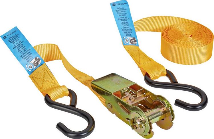 Produktbild: TOOLCRAFT Zweiteiliger Spanngurt Zugkraft LC Niederzurren (einzeln/direkt)=250 daN (L x B) 5 m x 25 mm Ratsche