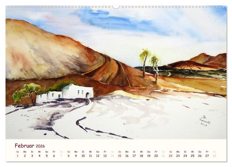 Produktbild: Lanzarote und Teneriffa - Aquarelle (Wandkalender 2026 DIN A2 quer), CALVENDO Monatskalender