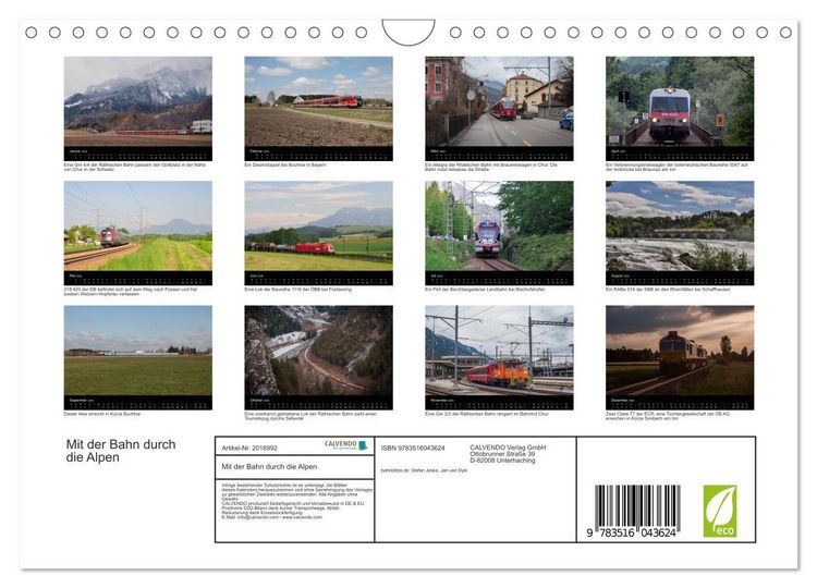 Produktbild: Mit der Bahn durch die Alpen (Wandkalender 2026 DIN A4 quer), CALVENDO Monatskalender