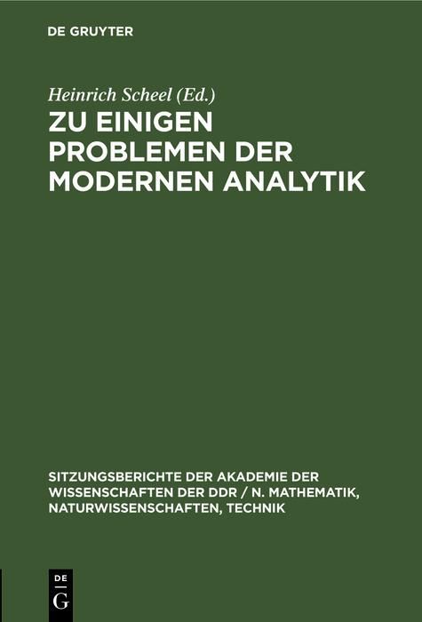 Produktbild: Zu einigen Problemen der modernen Analytik