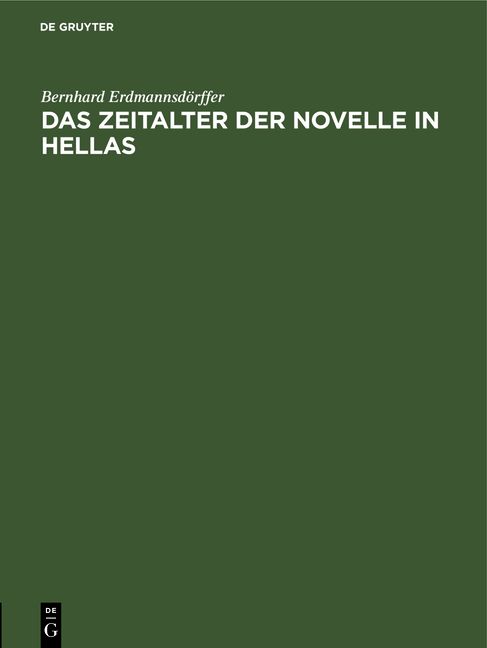 Produktbild: Das Zeitalter der Novelle in Hellas