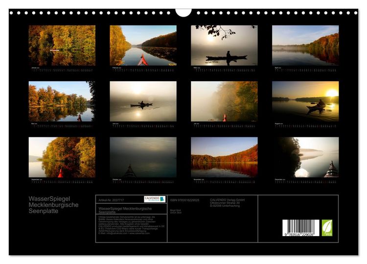 Produktbild: WasserSpiegel Mecklenburgische Seenplatte (Wandkalender 2026 DIN A3 quer), CALVENDO Monatskalender