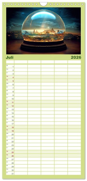 Produktbild: Familienplaner 2026 - Schneekugel war gestern mit 5 Spalten (Wandkalender, 21 x 45 cm) CALVENDO