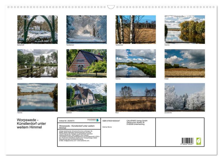Produktbild: Worpswede - K&uuml;nstlerdorf unter weitem Himmel (Wandkalender 2026 DIN A2 quer), CALVENDO Monatskalender