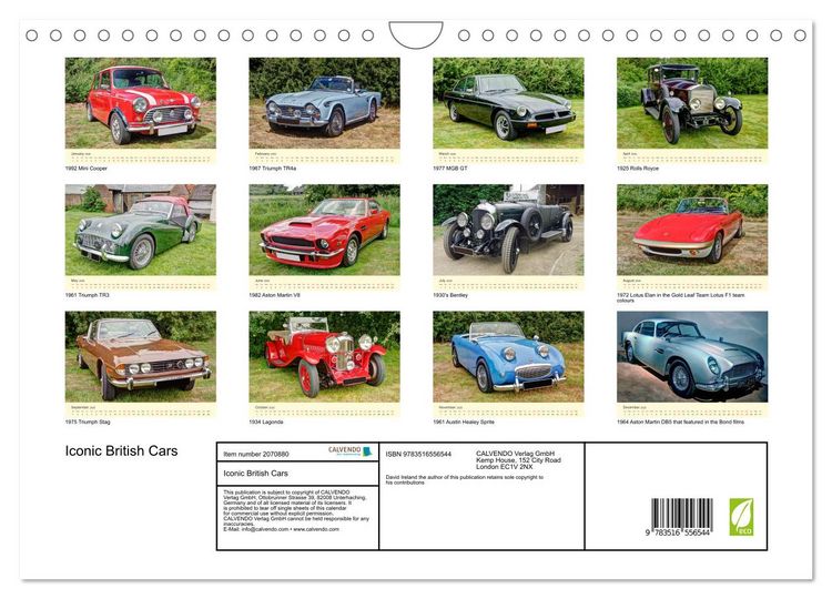 Produktbild: Iconic British Cars (Wall Calendar 2026 DIN A4 landscape), CALVENDO 12 Month Wall Calendar