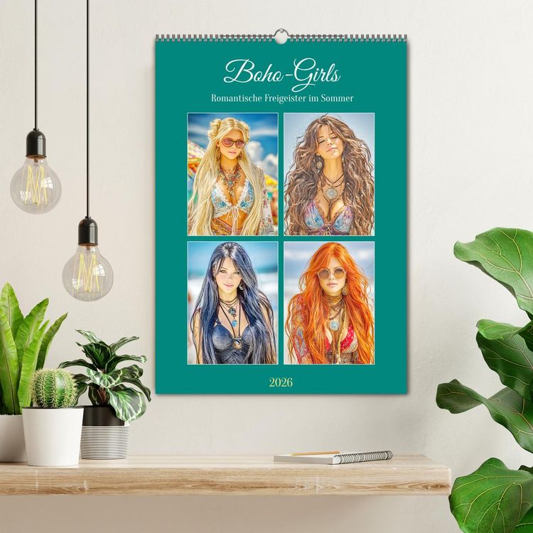 Produktbild: Boho-Girls. Romantische Freigeister im Sommer (Wandkalender 2026 DIN A2 hoch), CALVENDO Monatskalender