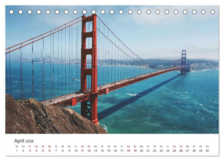 Produktbild: Golden Gate Bridge - Das ber&uuml;hmte Wahrzeichen von San Francisco. (Tischkalender 2026 DIN A5 quer), CALVENDO Monatskalender