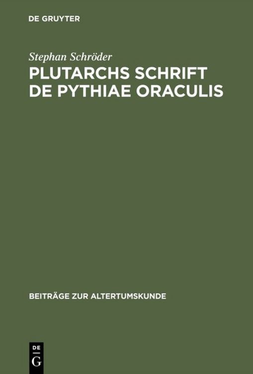 Produktbild: Plutarchs Schrift De Pythiae oraculis