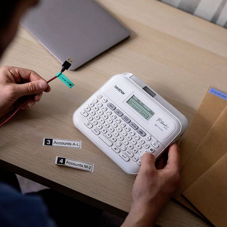 Produktbild: Brother PTD410VPRG1 Beschriftungsger&auml;t Geeignet f&uuml;r Schriftband: TZe 3.5 mm, 6 mm, 9 mm, 12 mm, 18 mm