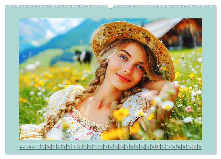 Produktbild: Almwiesenm&auml;rchen. Zauberhafte Frauen und gute Laune in den Bergen (hochwertiger Premium Wandkalender 2026 DIN A2 quer), Kunstdruck in Hochglanz