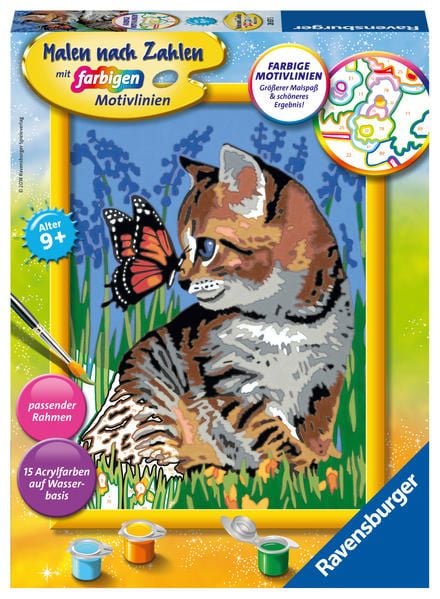 Produktbild: CreArt, Malen nach Zahlen Kinder - Katze mit Schmetterling