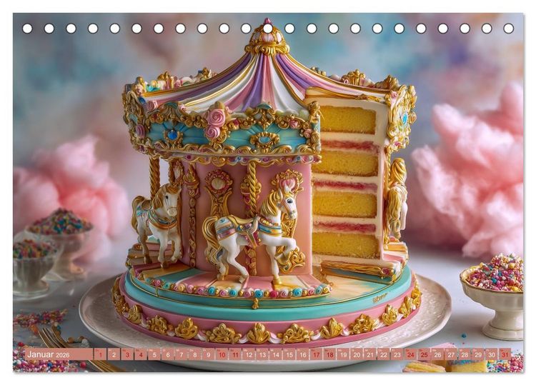 Produktbild: Sweet Wonders. Fantastische Tortenkreationen (Tischkalender 2026 DIN A5 quer), CALVENDO Monatskalender