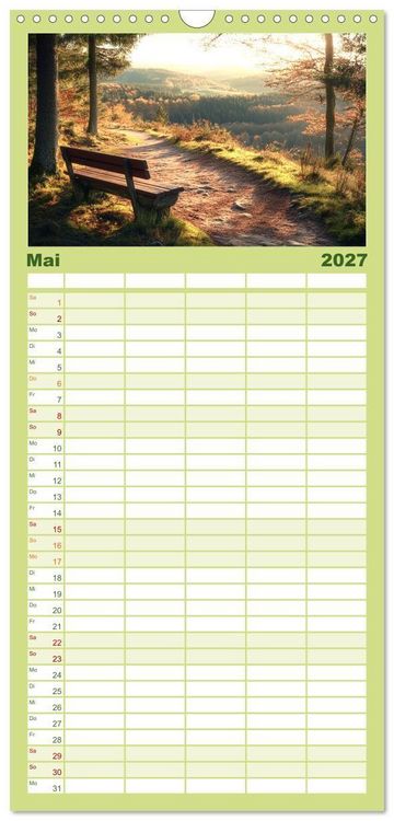Produktbild: Familienplaner 2027 - Wandergl&uuml;ck - Momente der Freiheit in der Natur mit 5 Spalten (Wandkalender, 21 x 45 cm) CALVENDO