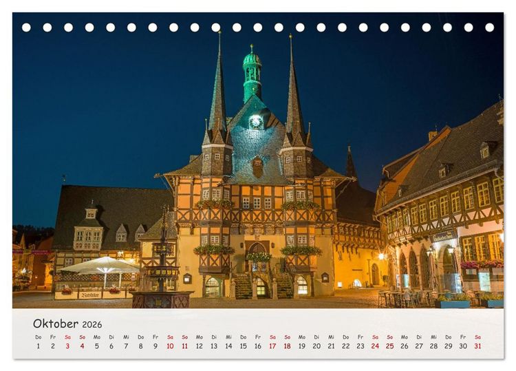 Produktbild: Wernigerode - Historische Fachwerkstadt am Harz (Tischkalender 2026 DIN A5 quer), CALVENDO Monatskalender