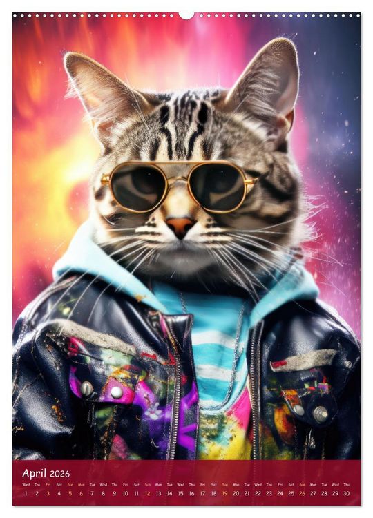 Produktbild: Crazy gangster cats (Wall Calendar 2026 DIN A2 portrait), CALVENDO 12 Month Wall Calendar