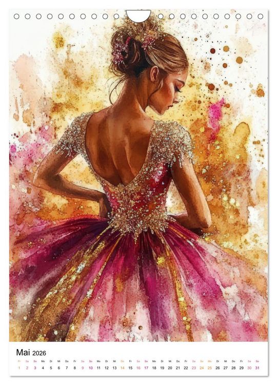 Produktbild: Ballerinas in Aquarell (Wandkalender 2026 DIN A4 hoch), CALVENDO Monatskalender