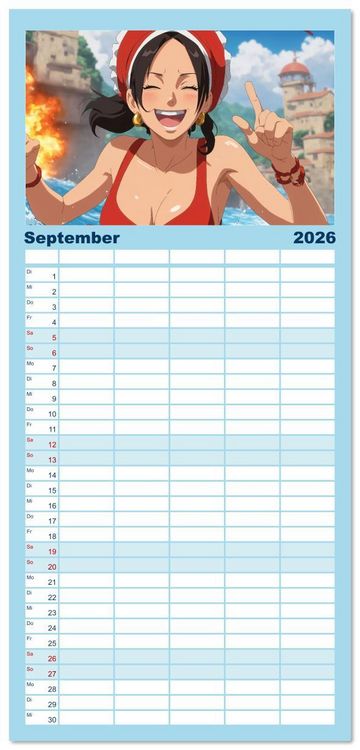 Produktbild: Familienplaner 2026 - Anime Piraten - Waifu Edition mit 5 Spalten (Wandkalender, 21 x 45 cm) CALVENDO