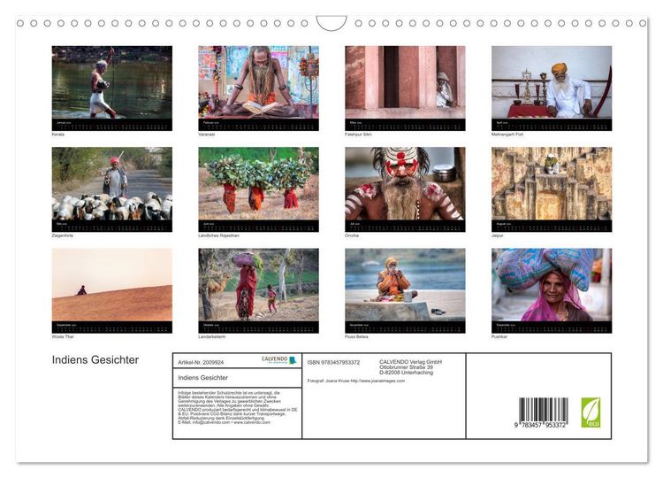 Produktbild: Indiens Gesichter (Wandkalender 2026 DIN A3 quer), CALVENDO Monatskalender
