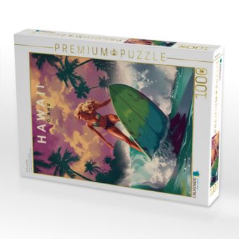 Produktbild: CALVENDO Puzzle Surfen auf O'ahu | 1000 Teile Lege-Gr&ouml;&szlig;e 64x48cm Foto-Puzzle f&uuml;r gl&uuml;ckliche Stunden