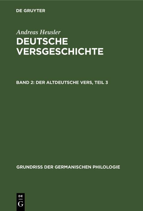 Produktbild: Der altdeutsche Vers, Teil 3