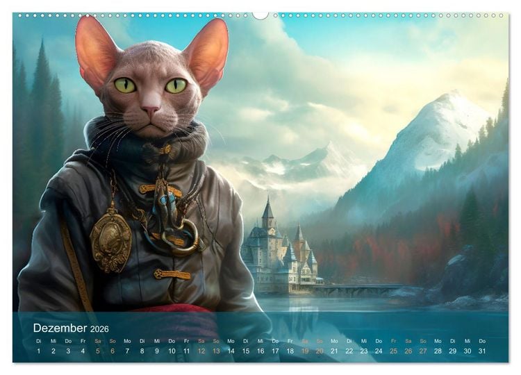 Produktbild: Charaktiere Katzen dieser Welt (Wandkalender 2026 DIN A2 quer), CALVENDO Monatskalender