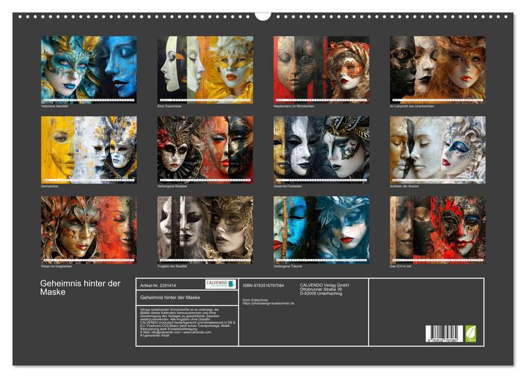 Produktbild: Geheimnis hinter der Maske (Wandkalender 2027 DIN A2 quer), CALVENDO Monatskalender