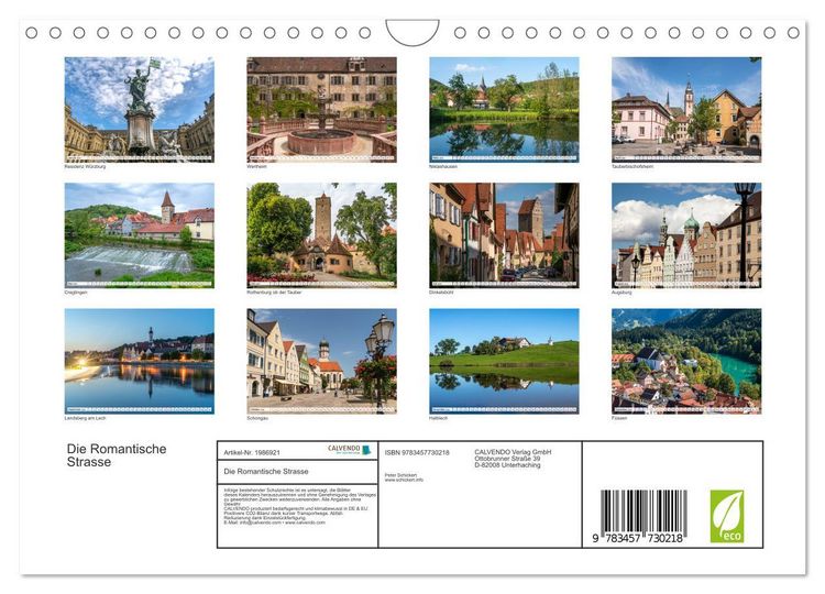 Produktbild: Die Romantische Strasse (Wandkalender 2026 DIN A4 quer), CALVENDO Monatskalender