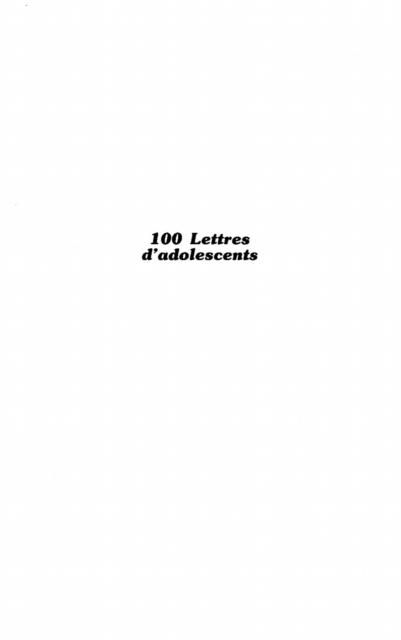 Produktbild: 100 lettres d'adolescents