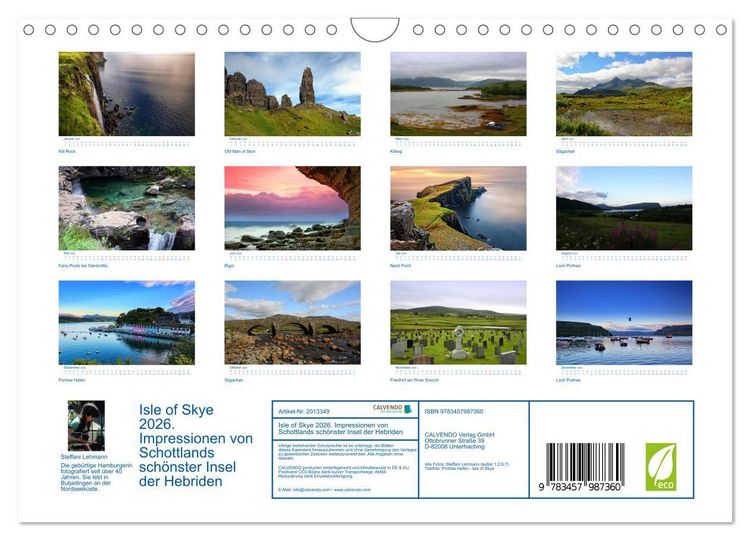 Produktbild: Isle of Skye 2026. Impressionen von Schottlands sch&ouml;nster Insel der Hebriden (Wandkalender 2026 DIN A4 quer), CALVENDO Monatskalender