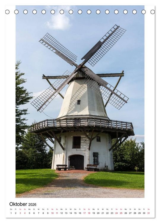 Produktbild: Historische Windm&uuml;hlen in Minden-L&uuml;bbecke (Tischkalender 2026 DIN A5 hoch), CALVENDO Monatskalender