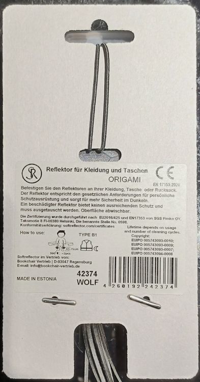 Produktbild: Softreflector ORIGAMI (Wolf) Reflektor f&uuml;r Taschen und Kleidung