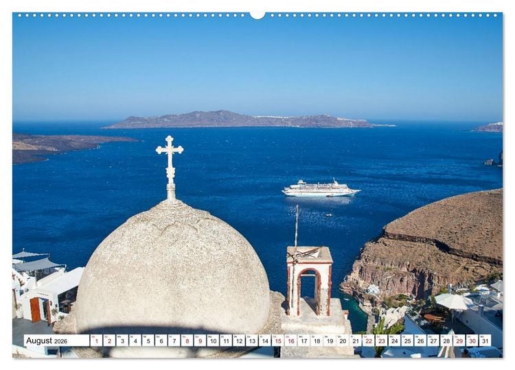 Produktbild: Santorini - Strahlendes Wei&szlig; an der Caldera (Wandkalender 2026 DIN A2 quer), CALVENDO Monatskalender