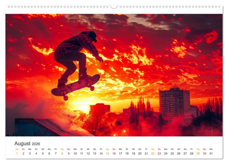 Produktbild: Skateboarding - tolle Momente (hochwertiger Premium Wandkalender 2026 DIN A2 quer), Kunstdruck in Hochglanz