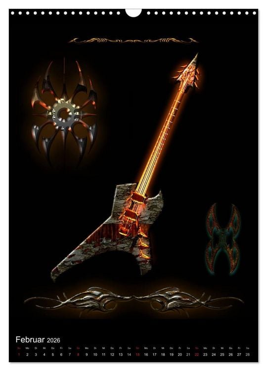 Produktbild: Heroische Gitarren (Wandkalender 2026 DIN A3 hoch), CALVENDO Monatskalender