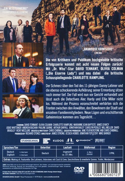 Produktbild: Broadchurch - Die komplette 2.Staffel [3 DVDs]