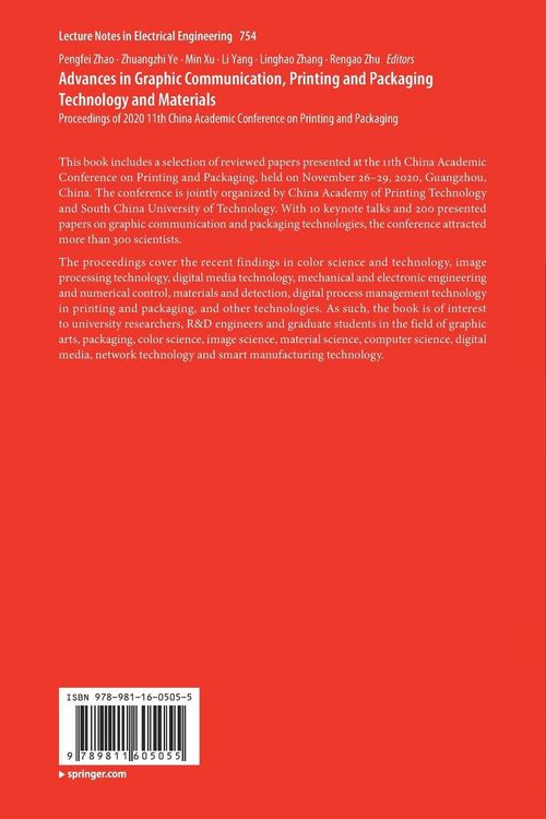 Produktbild: Advances in Graphic Communication, Printing and Packaging Technology and Materials