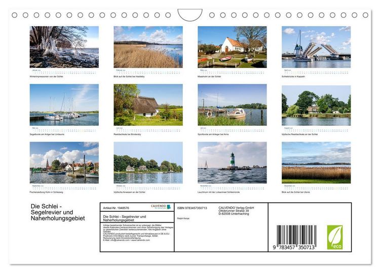 Produktbild: Die Schlei - Segelrevier und Naherholungsgebiet (Wandkalender 2026 DIN A4 quer), CALVENDO Monatskalender