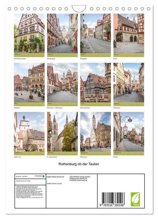Produktbild: Rothenburg ob der Tauber (Wandkalender 2026 DIN A4 hoch), CALVENDO Monatskalender