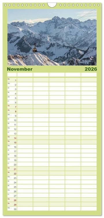 Produktbild: Familienplaner 2026 - Das Oberstdorfer Allg&auml;u mit 5 Spalten (Wandkalender, 21 x 45 cm) CALVENDO