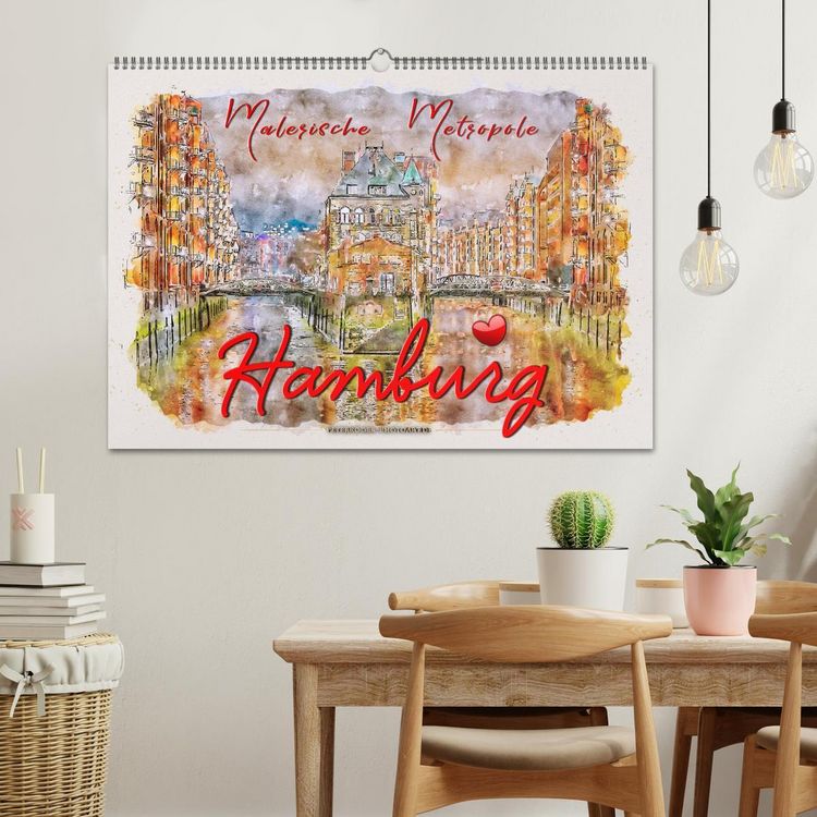 Produktbild: Hamburg - malerische Metropole (Wandkalender 2026 DIN A2 quer), CALVENDO Monatskalender