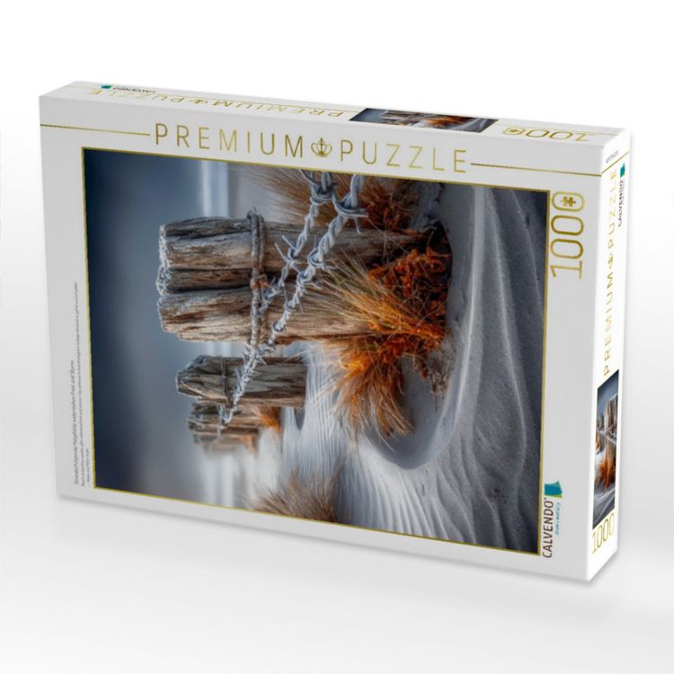 Produktbild: CALVENDO Puzzle Strandsch&uuml;tzende Holzpf&auml;hle widerstehen Frost und Sturm | 1000 Teile Lege-Gr&ouml;&szlig;e 64x48cm Foto-Puzzle f&uuml;r gl&uuml;ckliche Stunden