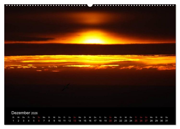 Produktbild: Abend in Helgoland (hochwertiger Premium Wandkalender 2026 DIN A2 quer), Kunstdruck in Hochglanz