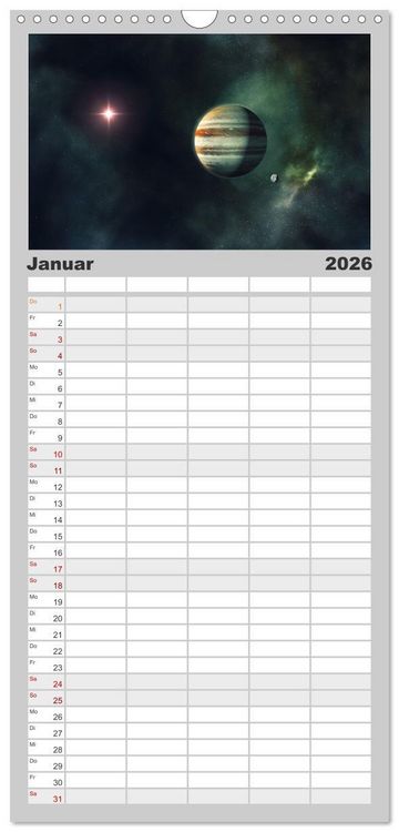 Produktbild: Familienplaner 2026 - Intergalaktische Reise zu fernen Welten mit 5 Spalten (Wandkalender, 21 x 45 cm) CALVENDO