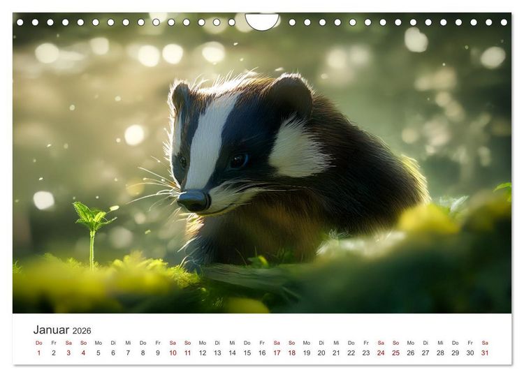 Produktbild: Stur, stark, sympathisch - Der Dachs - Kalender (Wandkalender 2026 DIN A4 quer), CALVENDO Monatskalender
