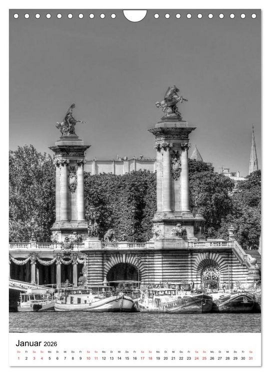 Produktbild: Paris schwarz wei&szlig; 2026 (Wandkalender 2026 DIN A4 hoch), CALVENDO Monatskalender