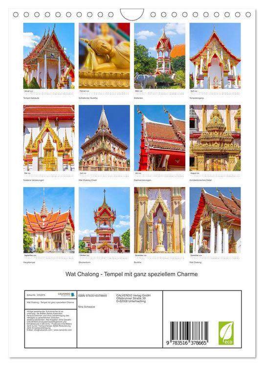 Produktbild: Wat Chalong - Tempel mit ganz speziellem Charme (Wandkalender 2026 DIN A4 hoch), CALVENDO Monatskalender