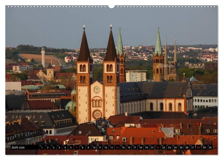 Produktbild: W&uuml;rzburg am Abend (hochwertiger Premium Wandkalender 2026 DIN A2 quer), Kunstdruck in Hochglanz